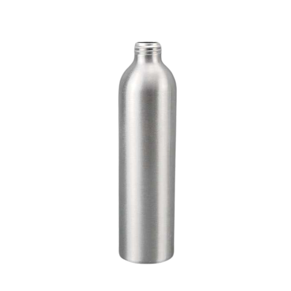 Sleek refillable metal bottle with pump top – reusable container for shampoo, conditioner, lotion, or soap