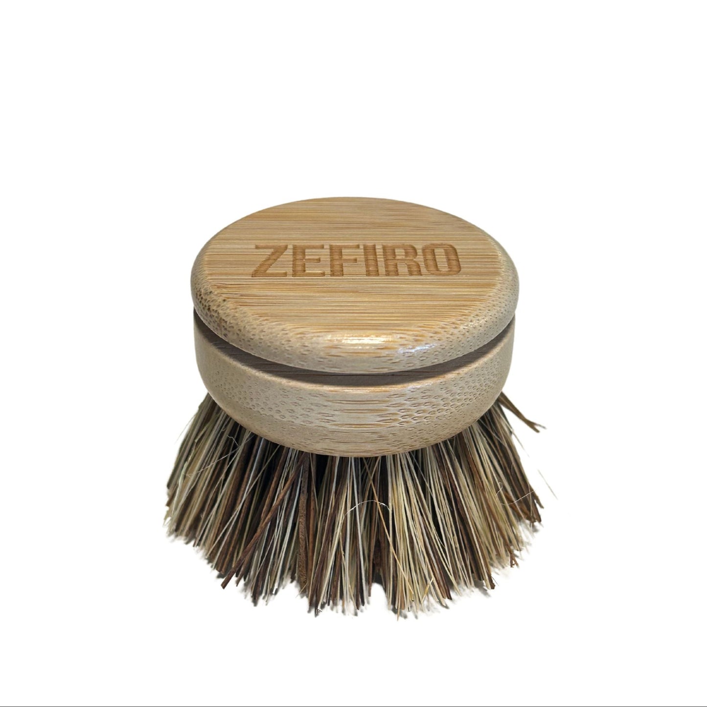 Zefiro Compostable Pot Brush Replacement Head with bamboo and sisal bristles. Eco-friendly, vegan, and compostable alternative to plastic sponges