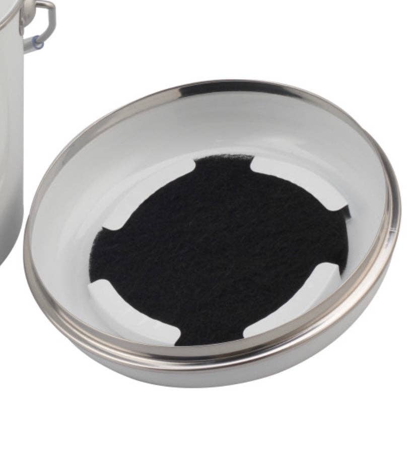 Replacement compost bin charcoal filter, 5" diameter, designed to absorb odors and keep compost bins fresh. Long-lasting, reusable, and easy to clean. Helps reduce food waste and methane emissions while creating nutrient-rich compost.