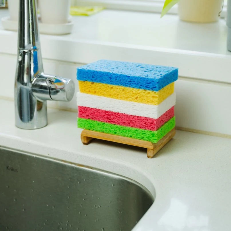 Bamboo Switch Compostable Cellulose Sponge – biodegradable, plastic-free, and durable for up to 6 months. Perfect for dishes, counters, and more. Available in multiple colors.