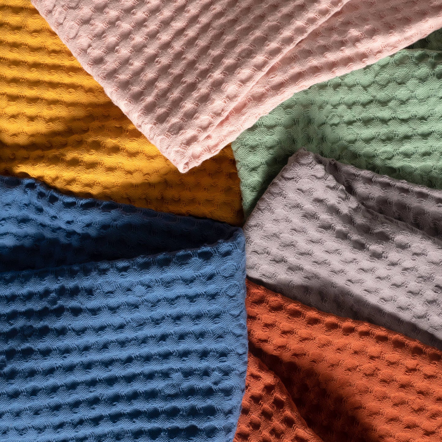 Fillaree KAF Home Honeycomb waffle kitchen towels, oversized 20" x 30", 100% cotton, absorbent, softens with each wash, 6 vibrant colors, ethically made in India, perfect for gifting or daily use
